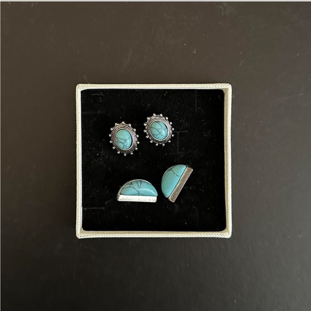 Turquoise and Silver Earring Set